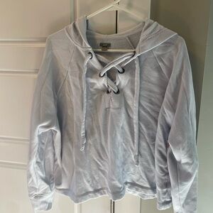 Aerie Blue Tie Front Sailor Collar Hoodie